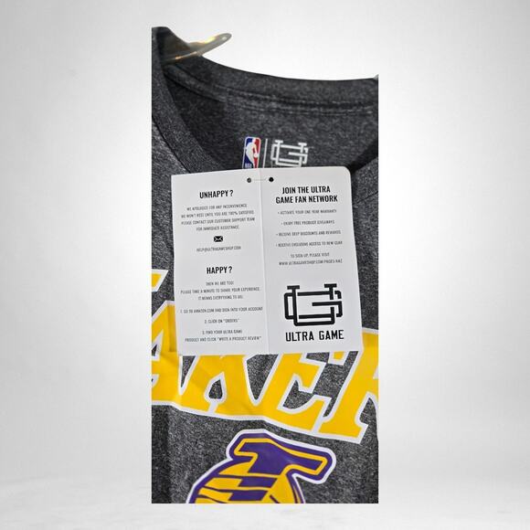 LA Lakers Large Basketball T-Shirt Short Sleeve Gray Crew Neck NWT - Picture 3 of 9